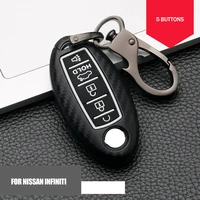 5 button carbon fiber abs car key fob case for nissan rouge pathfinder maxima altima sentra for infiniti q50 q60 accessories