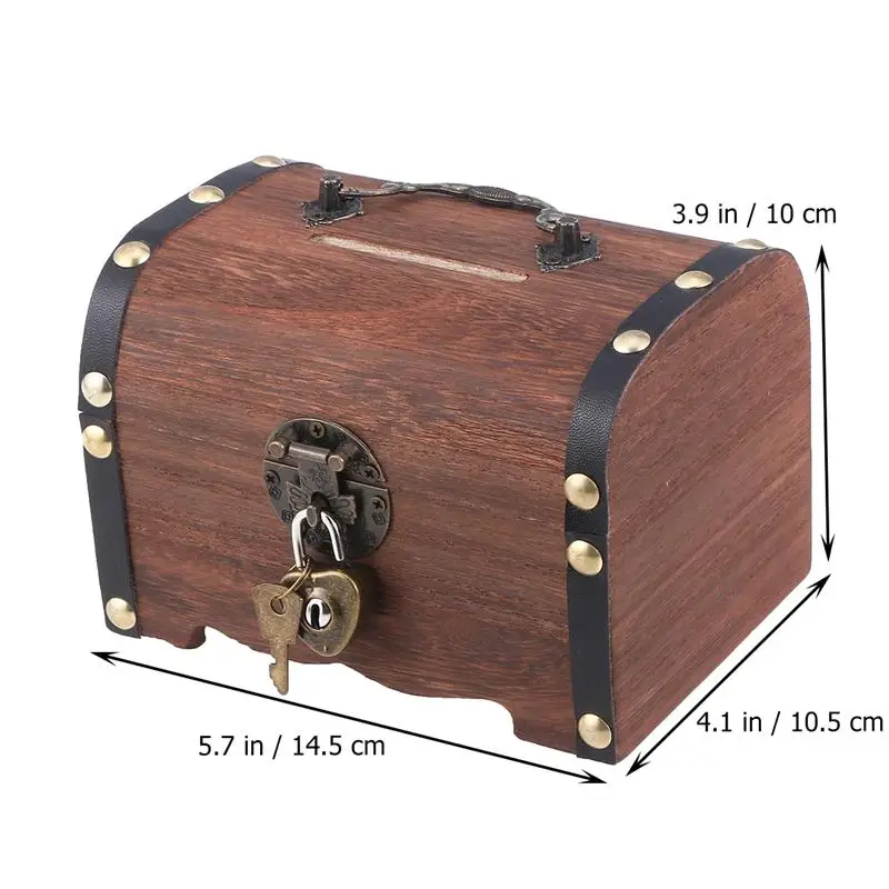 Vintage Treasure Storage Box Piggy Bank Organizer Saving Box Case With Lock For Home Retro Treasure Chest With Lock images - 6