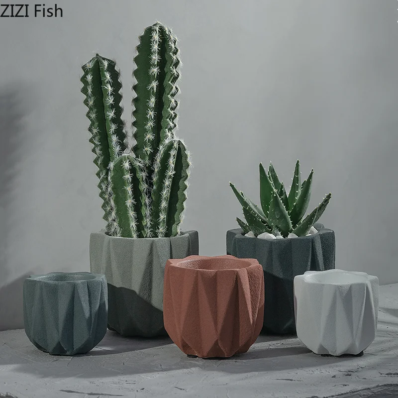 Бетонный цветочный горшок Цвет линии сгиба цветок Цветочная композиция для вазы