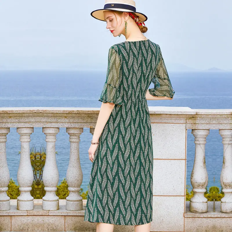 

Crepe De Chine Silk Dress Women's Summer 2021 New High End Big Brand Natural Mulberry Silk Long Dress