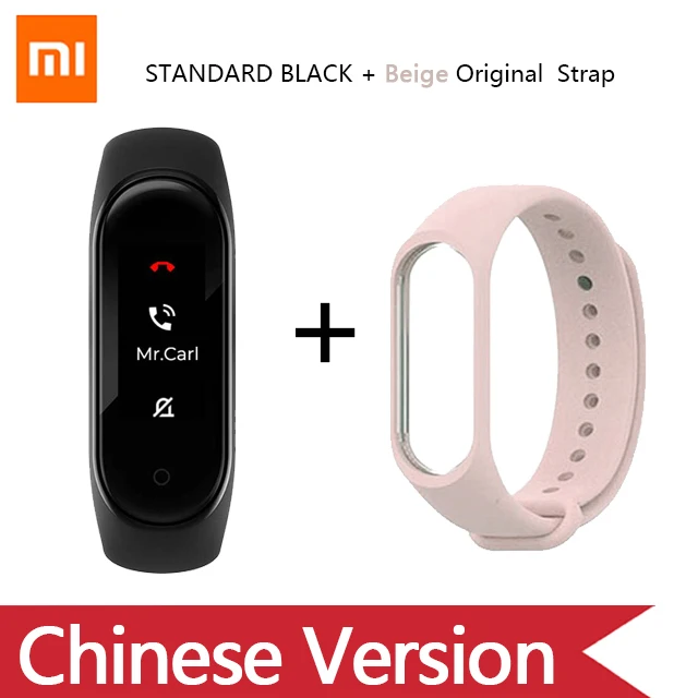 pink original strap Умный Браслет OriginalXiao mi Band 4 на английском, испанском и русском языках, 3 цвета, AMOLED экран, mi band 4, Smartband, fitness Traker - Цвет: pink original strap