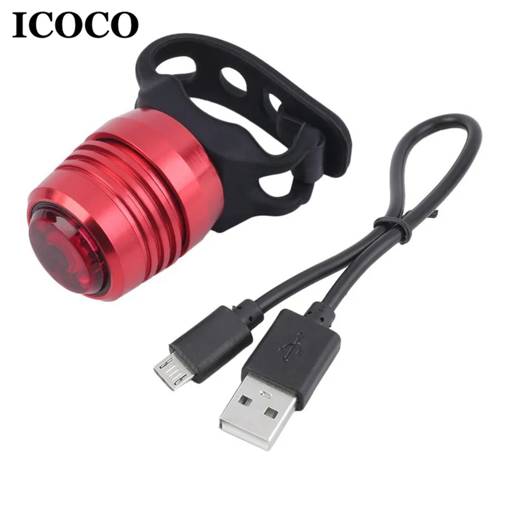 ICOCO USB Перезаряжаемые Алюминий сплав силиконовый чехол со светильник с 3-режим для велосипеда велосипедный задний Предупреждение красный светильник оптом