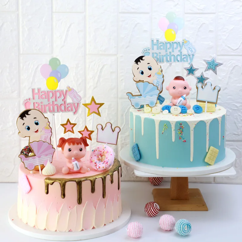 8pcs/set Cute Baby Tooth Cake Cupcake Toppers Shower Happy Birthday Party Girls Boy Decor Gift | Дом и сад