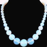 top quality fashion 6 14mm white opal moonstone round stone beads tower chain necklace trendy women gifts jewelry 18inch my5158