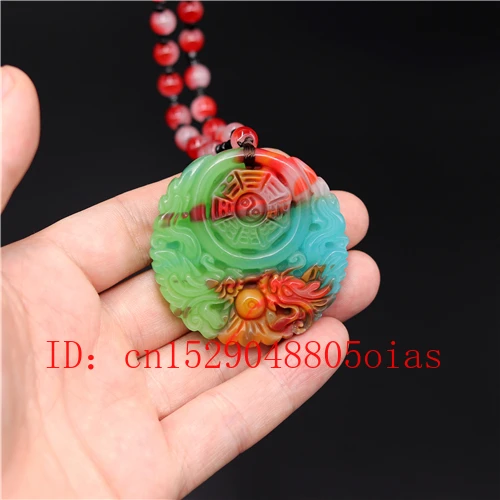 Натуральный цвет Нефритовый дракон кулон ожерелье Китайский жадеит ювелирные