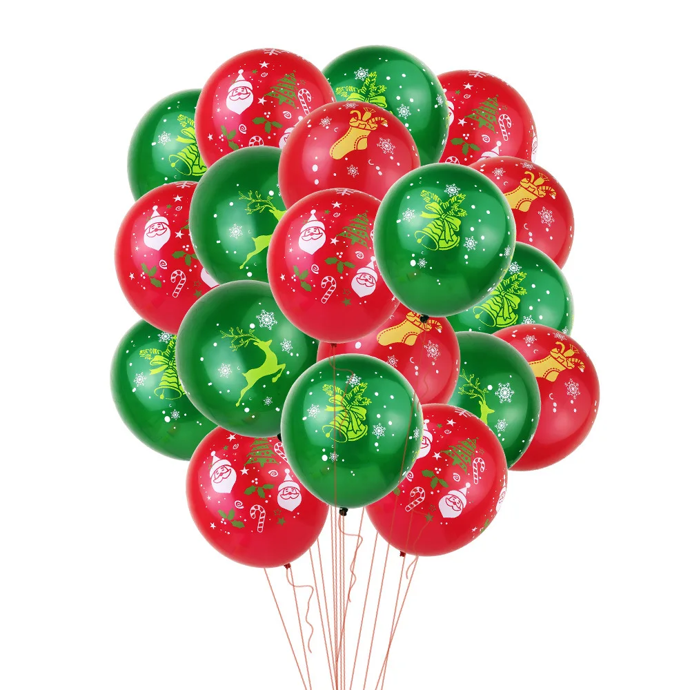

Рождественские украшения, 10 шт., 12 дюймов, воздушные шары, красный, зеленый, Санта Клаус, лось, носки с колокольчиками, латексные шары, новогод...