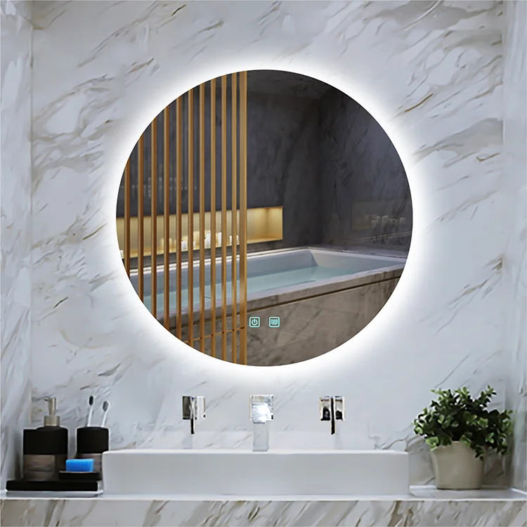 

60cm Round LED Vanity Bathroom Mirror with Touch Switch, Wall Mounted Backlit Lighted Makeup Mirror, Dimmable brightness