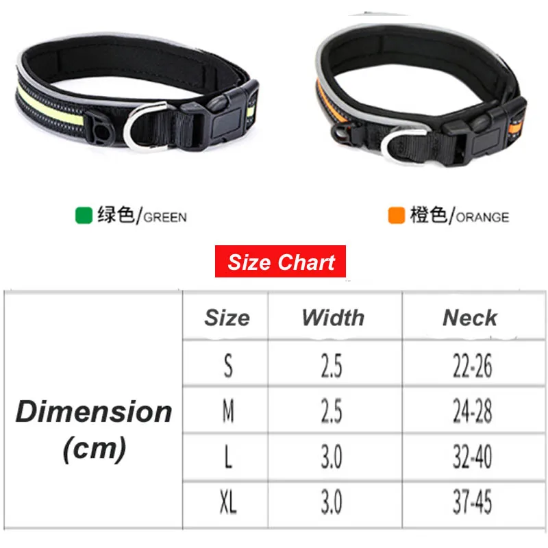 Регулируемый светоотражающий нейлоновый ошейник для собак ночной уличный