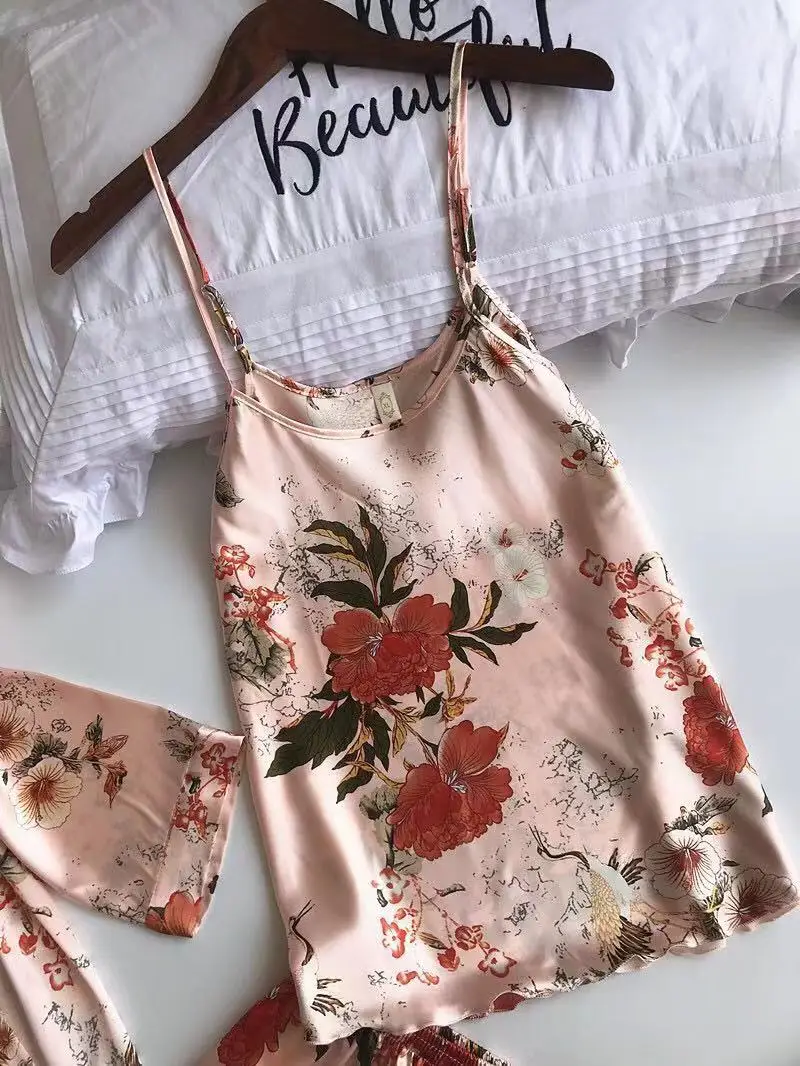 2019 новые женские пижамные комплекты из 3 предметов с брюками сексуальная пижама