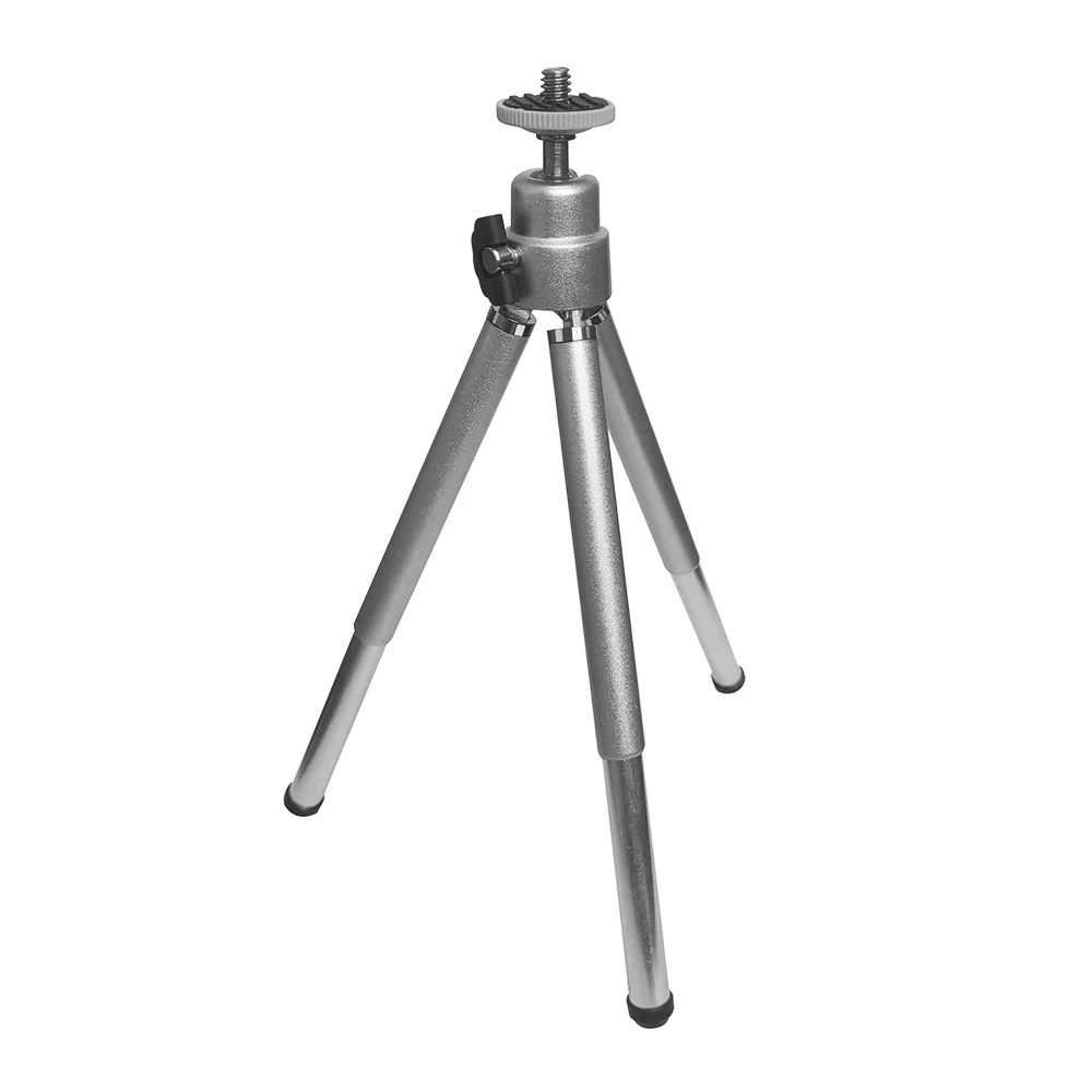 Protable Mini Tripod Aluminum Metal Light Weight Folding Tripod Stand Mount 1/4 Screw for Smartphone with Phone Clip Tripod