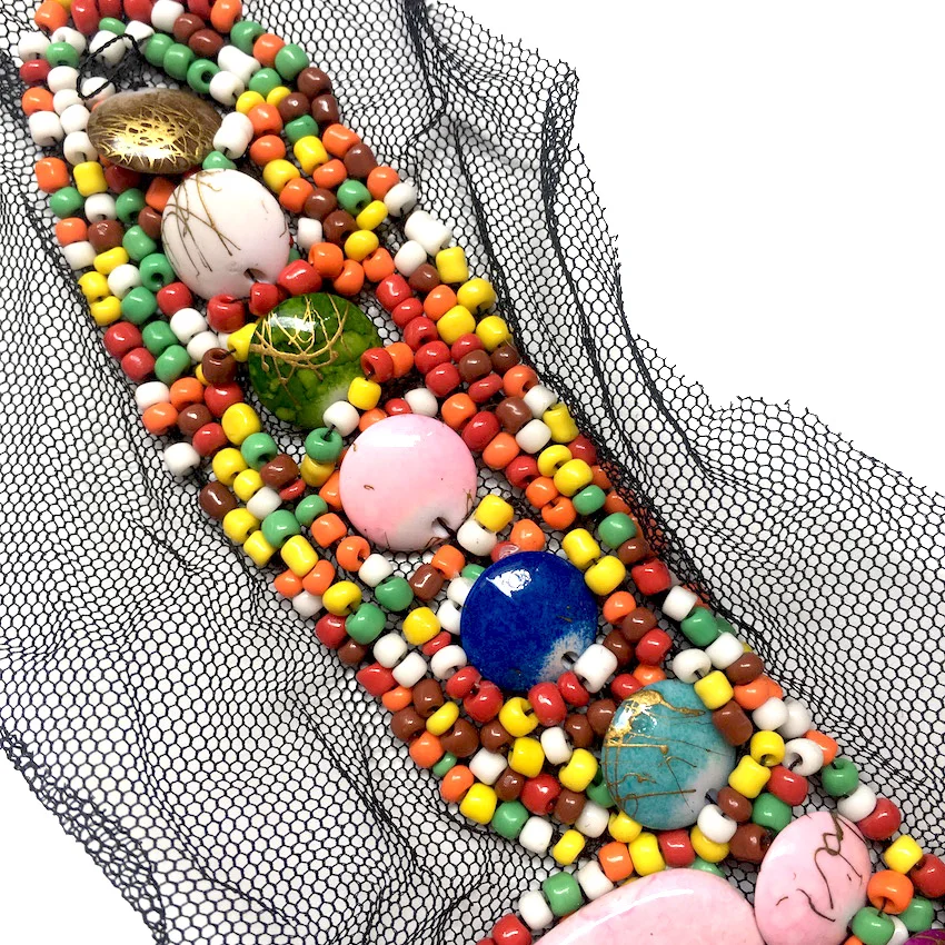 1 шт. разноцветный вышитый кружевной воротник из тяжелых камней для рукоделия