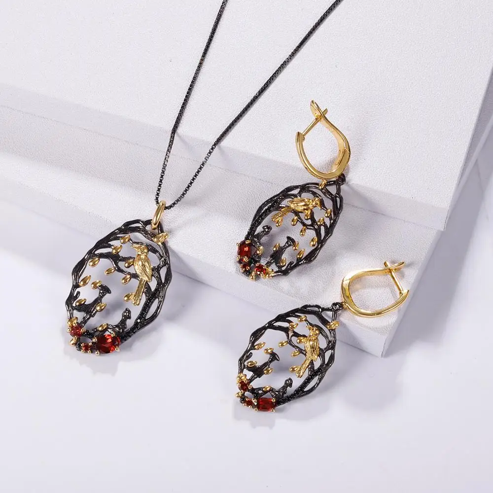 Женская подвеска из серебра 925 пробы с натуральным гранатом|Подвески| |