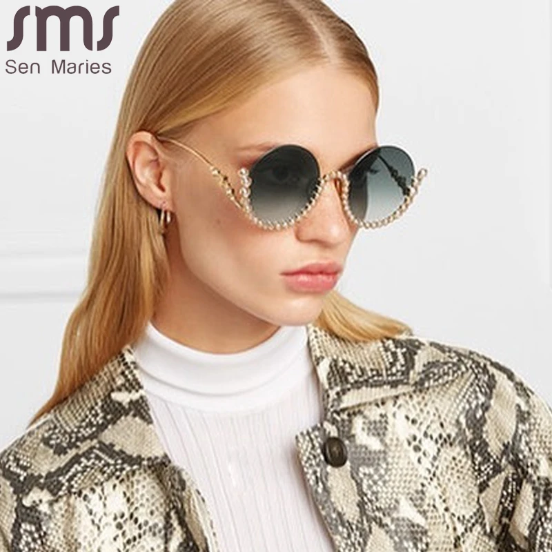 Винтажные круглые бриллиантовые солнцезащитные очки для женщин 2021 новые