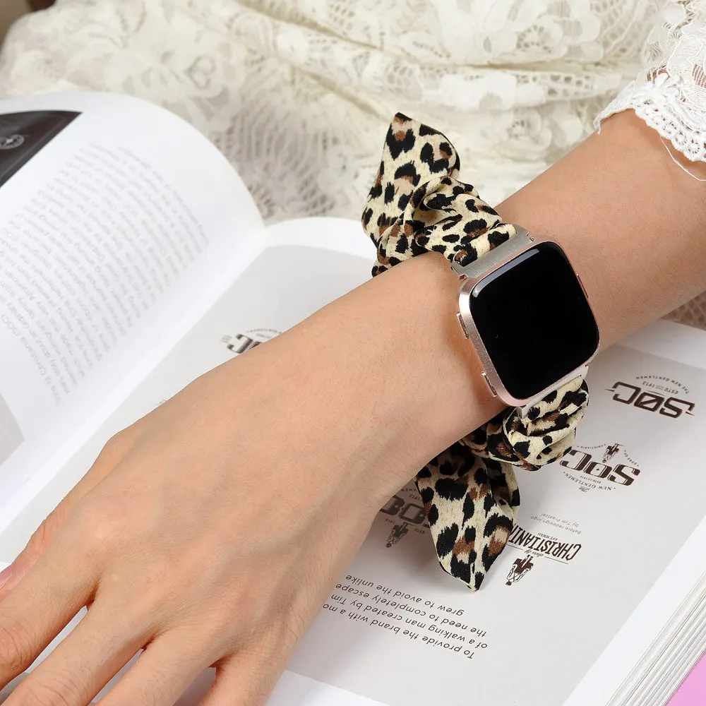 Elastic Fabric Bands for Fitbit Versa Women Girls Soft Woven Rubber Strap Replacement Scrunchies Band for Versa 2/Versa Lite