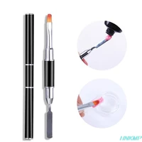 2 in 1 double ended dual use nail tool nail pen poly nail gel brush and picker stainless steel gel color bar flower brush