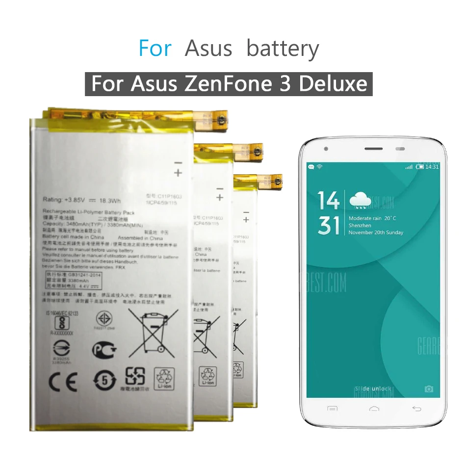 Мобильный телефон Аккумулятор для ASUS Zenfone 3 Zenfone3 ZS550 570KL M630 Deluxe 5 7 ''Z016D ZS570KL C11P1603