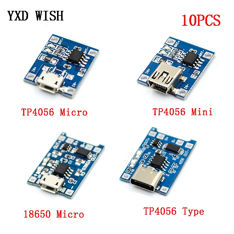 10 шт. 5 в 1 а Micro USB 18650 Type c литиевая батарея зарядное устройство Модуль + защита