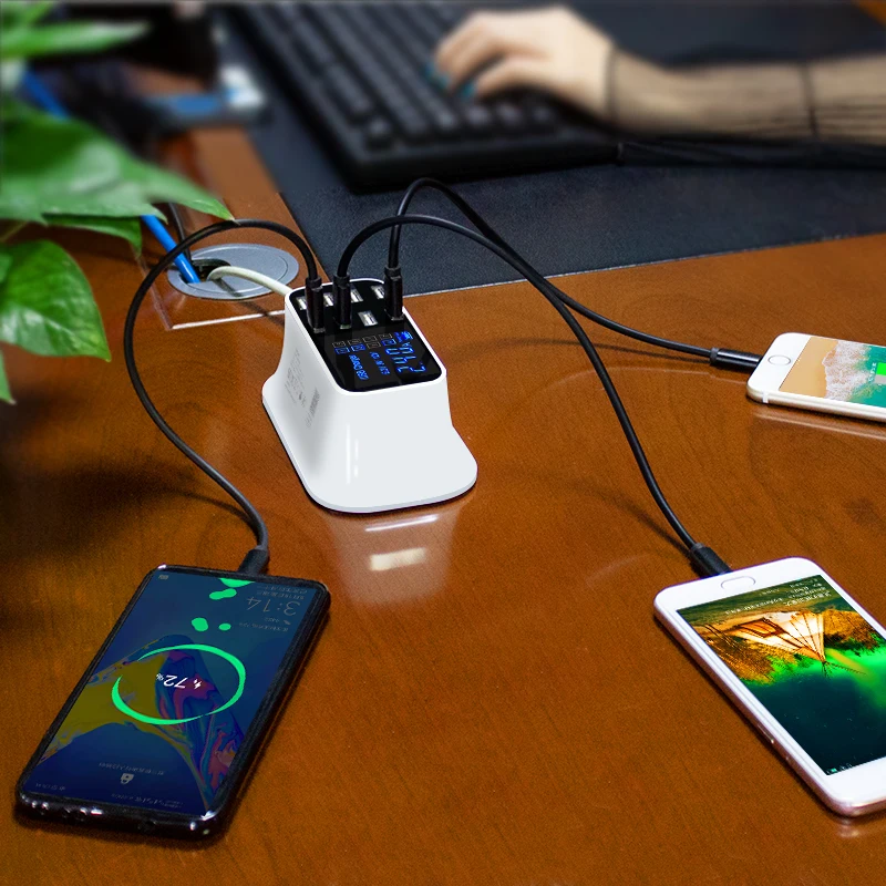 

8Port Digital LCD Display USB Charger For Android iPhone Adapter Tablet Mobile Phone 2.4A Fast Charger For xiaomi huawei samsung