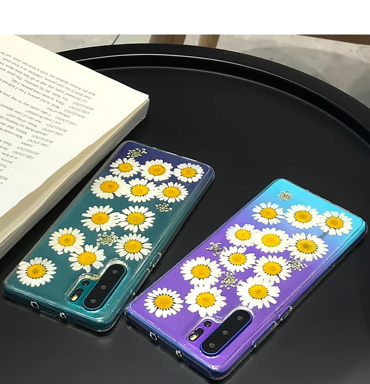 Чехол с сушеными настоящими цветами для Huawei P30 P20 Pro P10 Lite P прозрачные чехлы ручной
