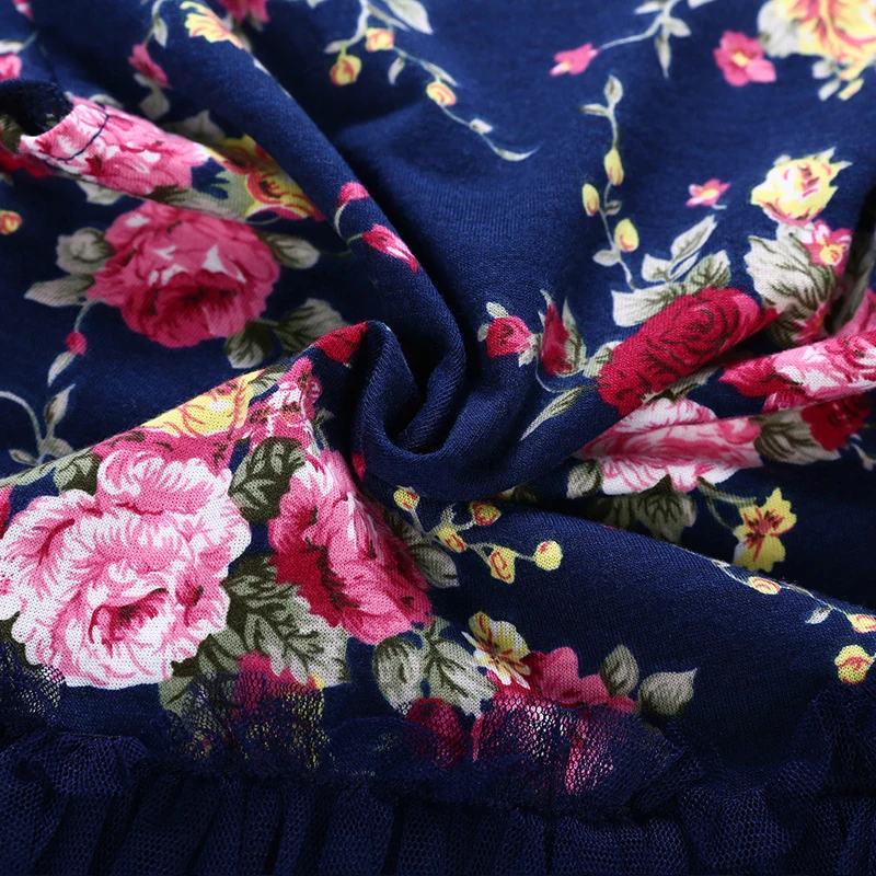 

Flofallzique 2020 Girl Dress Round Neck Flying Sleeves Retro Floral Pattern Fashion Kids Clothe For Casual Party Homewear