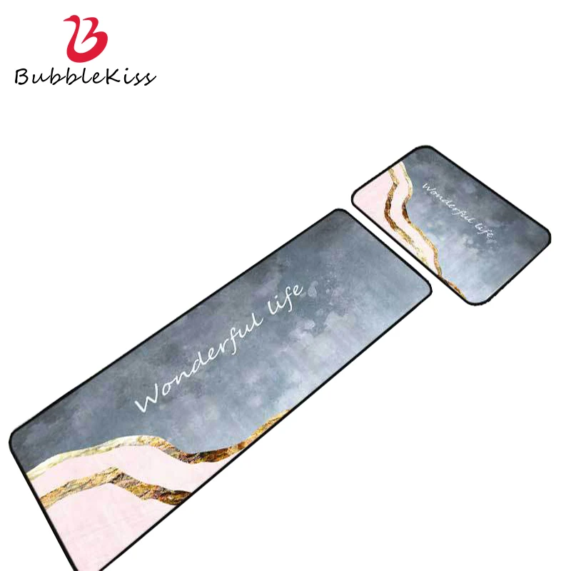 

Bubble Kiss Pink Marble Kitchen Floor Mat Gold Lines Area Rugs Living Room Home Decor Entrance Doormat Bedroom Long Carpets