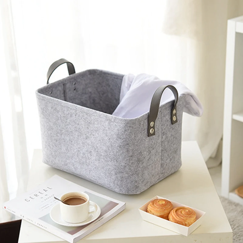 

Portable Felt Fabric Folding Storage Basket Desktop Sundries Storage Box Closet Box Waterproof Household Children Toy Organizer
