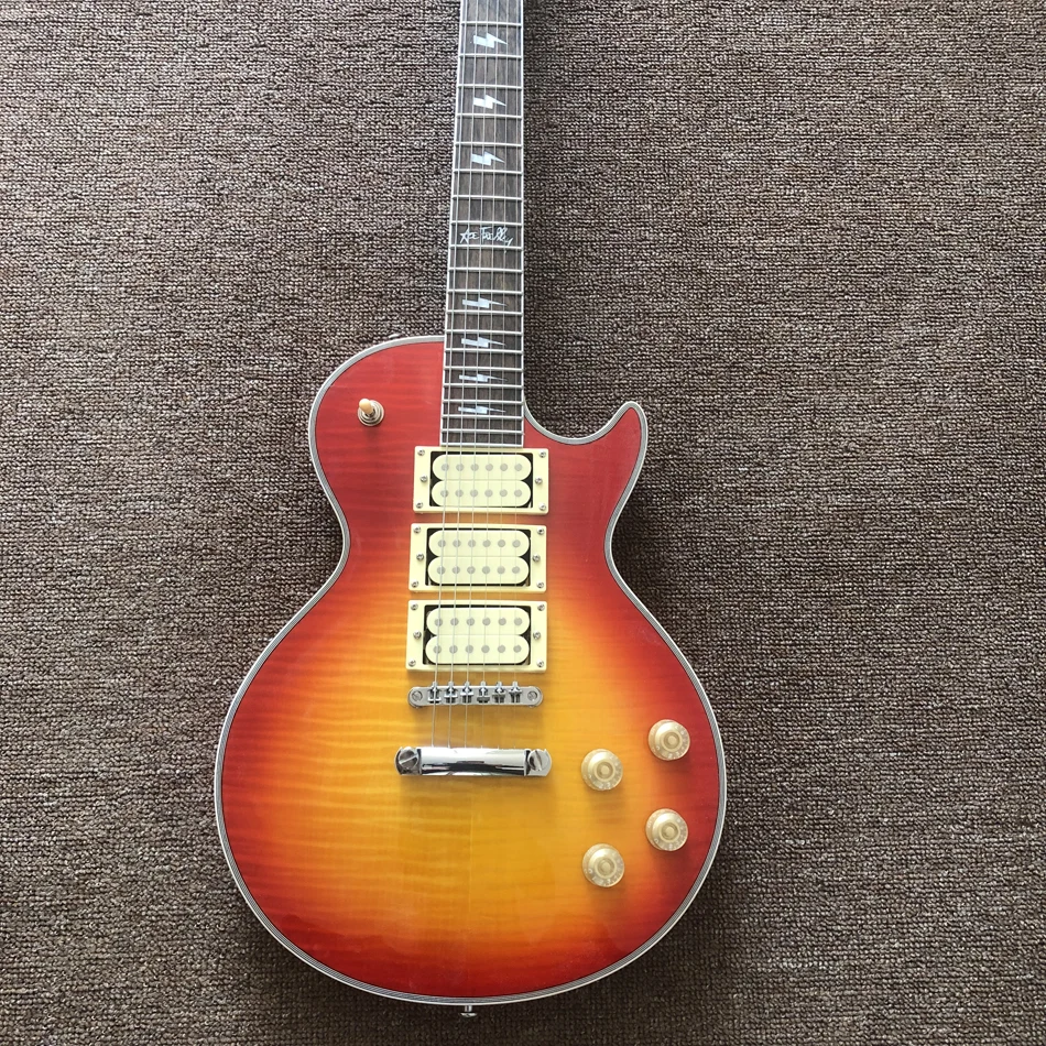 Высококачественная электрическая гитара тройной двойной пикап цвет вишни