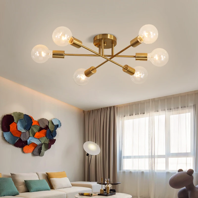 

Modern Sputnik Chandelier Lighting Fixture Nordic Geometric Lamp Gold Lighting Home Decor Kitchen Ceiling Lamp Livingroom Lights