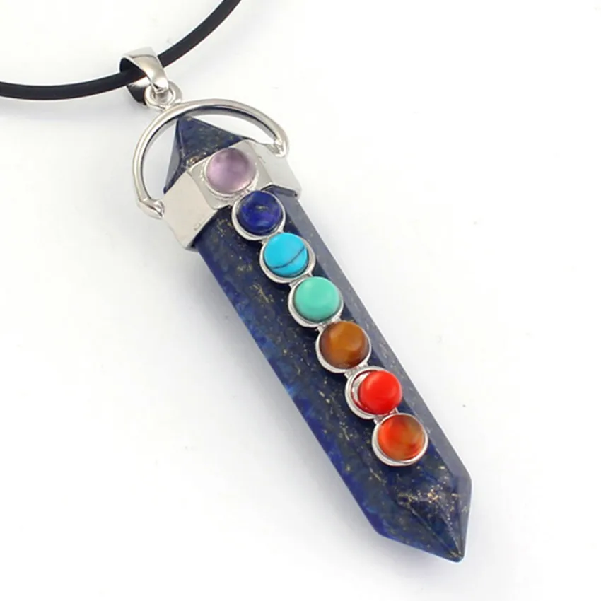 Модные бусины с посеребренным лазуритом шестигранная колонна 7 каменными