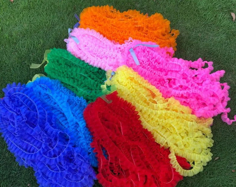 Продажа по двору доступно 8 цветов двухслойная плиссированная отделка из органзы