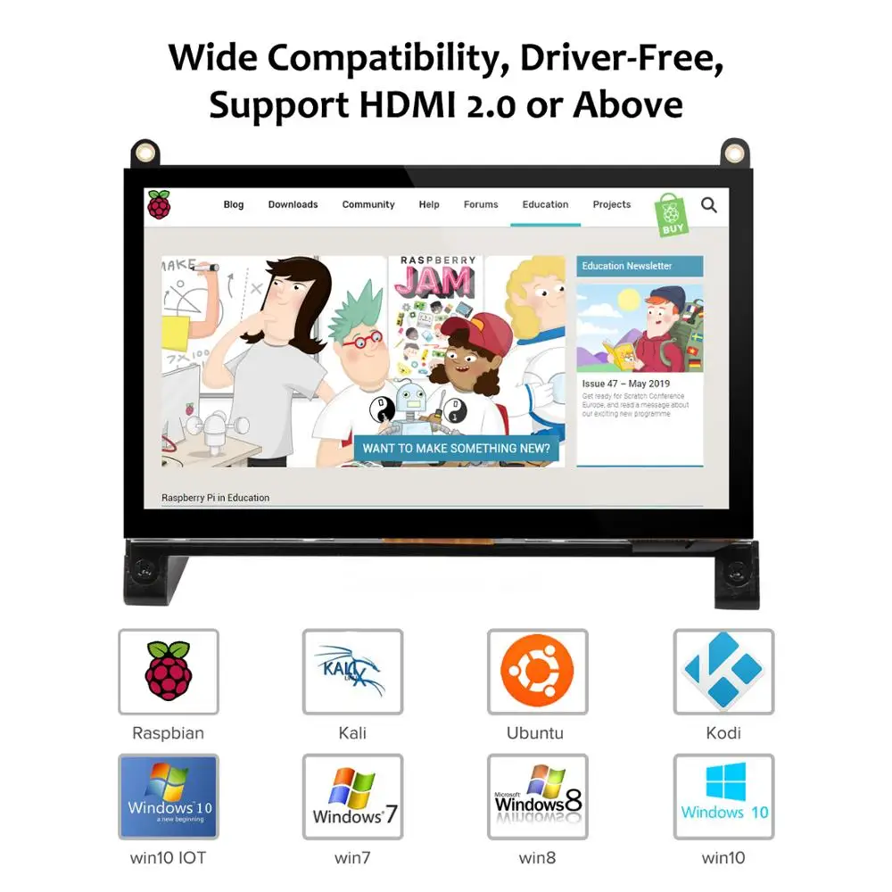 UPERFECT 7 дюймов HDMI ЖК-монитор компьютера 800*480 IPS емкостный сенсорный экран