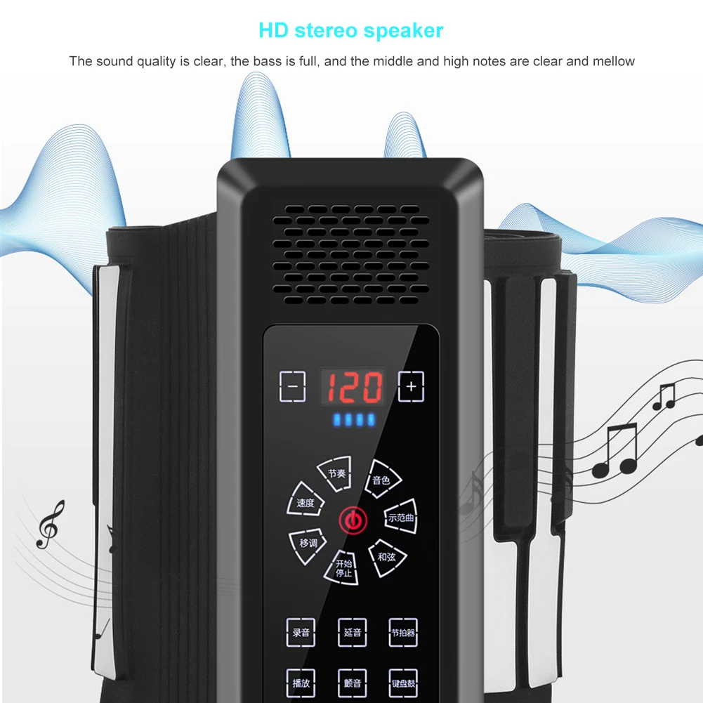 

Electronic Keyboard Roll Up Piano USB Rechargeable Musical 88 Keys Flexible Silicone Enjoyable Instrument Supply