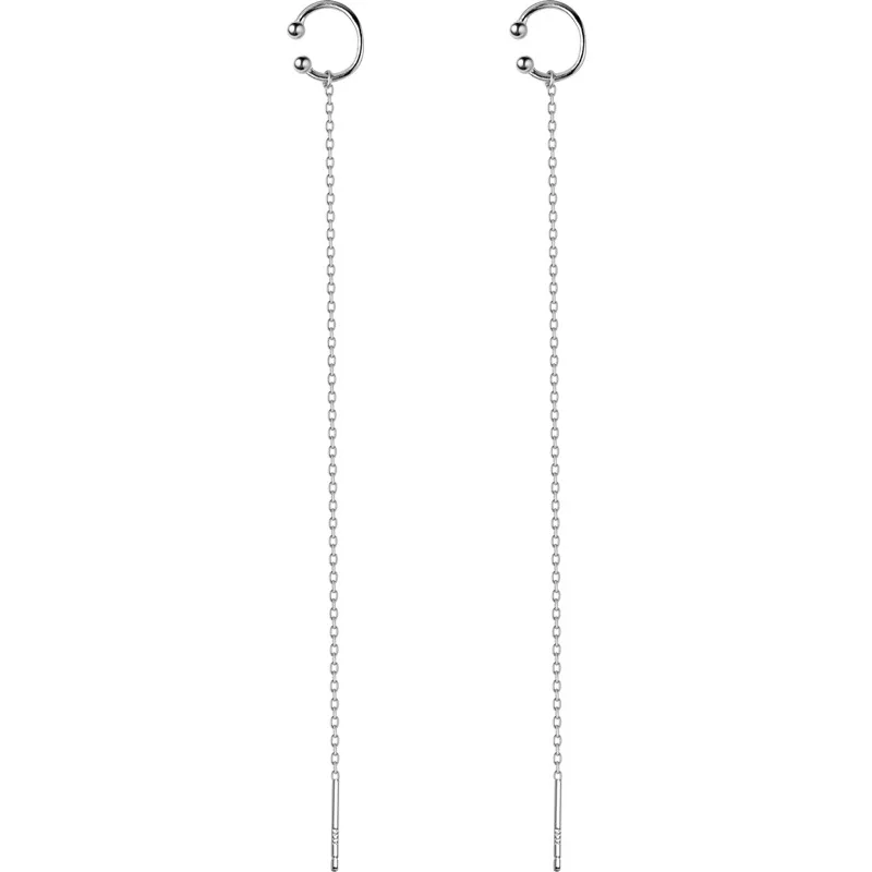 Trustdavis кисточки серьги 100% 925 пробы серебро свисающие связанная цепочка клипсы