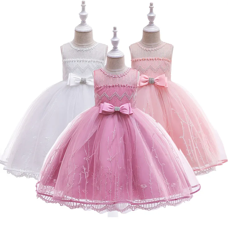 For 4 6 8 10 Years Girls Tulle Lace Beaded Dress Birthday Wedding Party Costumes Dresses Vestidos Menina Frocks | Детская одежда и
