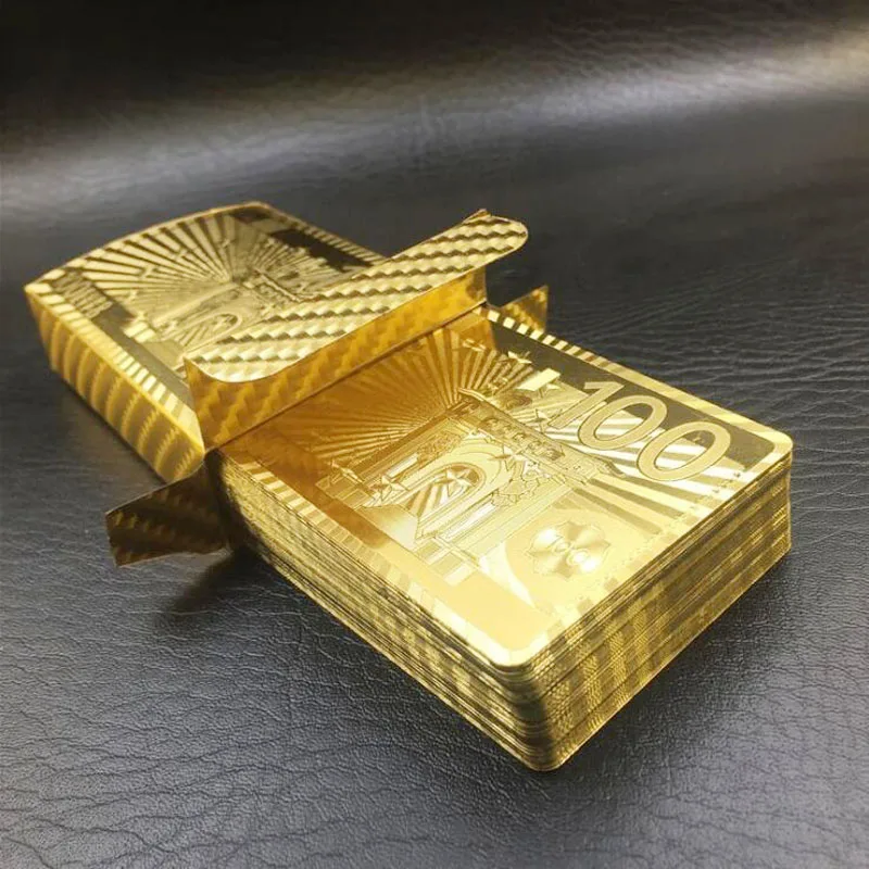 Money Poker золотые игральные карты игра в покер Золотая фольга набор для покера