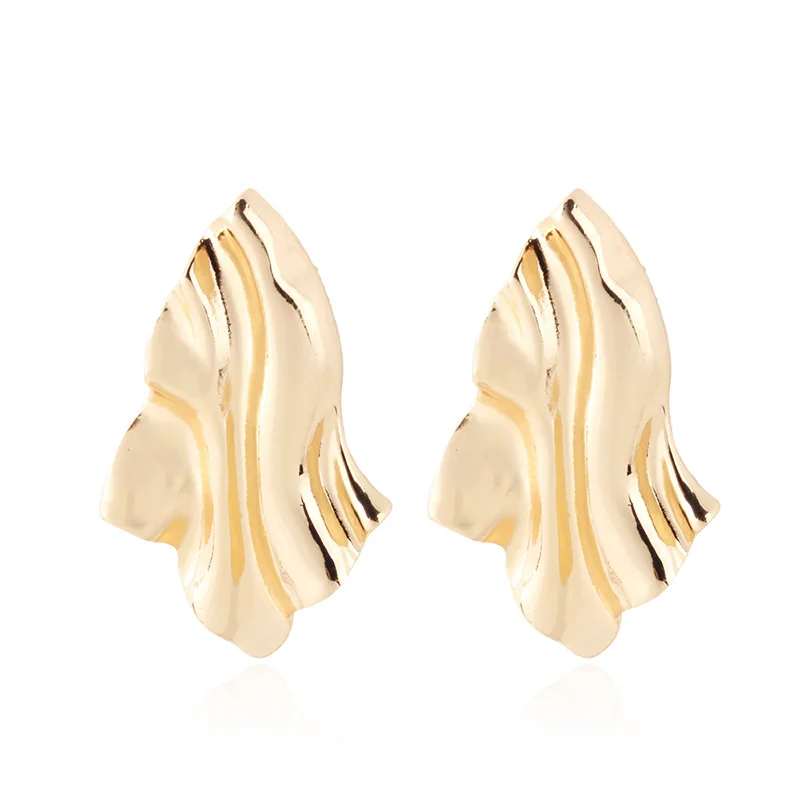 Новинка ZA крупные металлические серьги неправильной геометрической формы