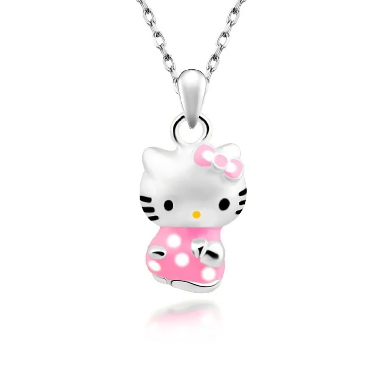 

Cartoon cat pendant female hellokty cartoon cat pendant clavicle set of short chain KT cat wholesale silver necklace