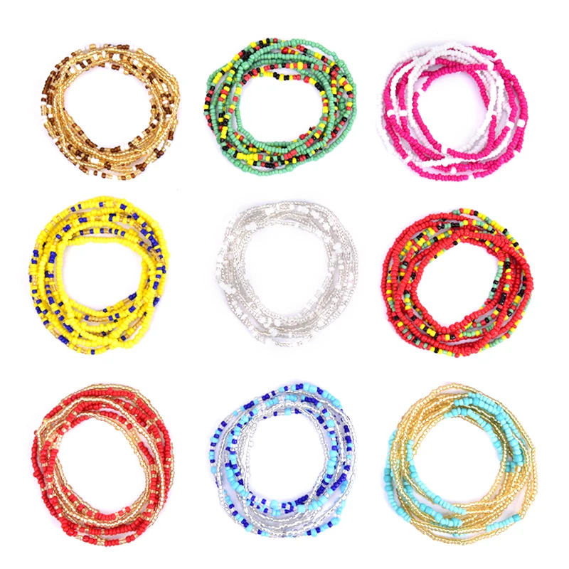 Богемные стильные двухрядные цепочки для тела из бисера ювелирные изделия