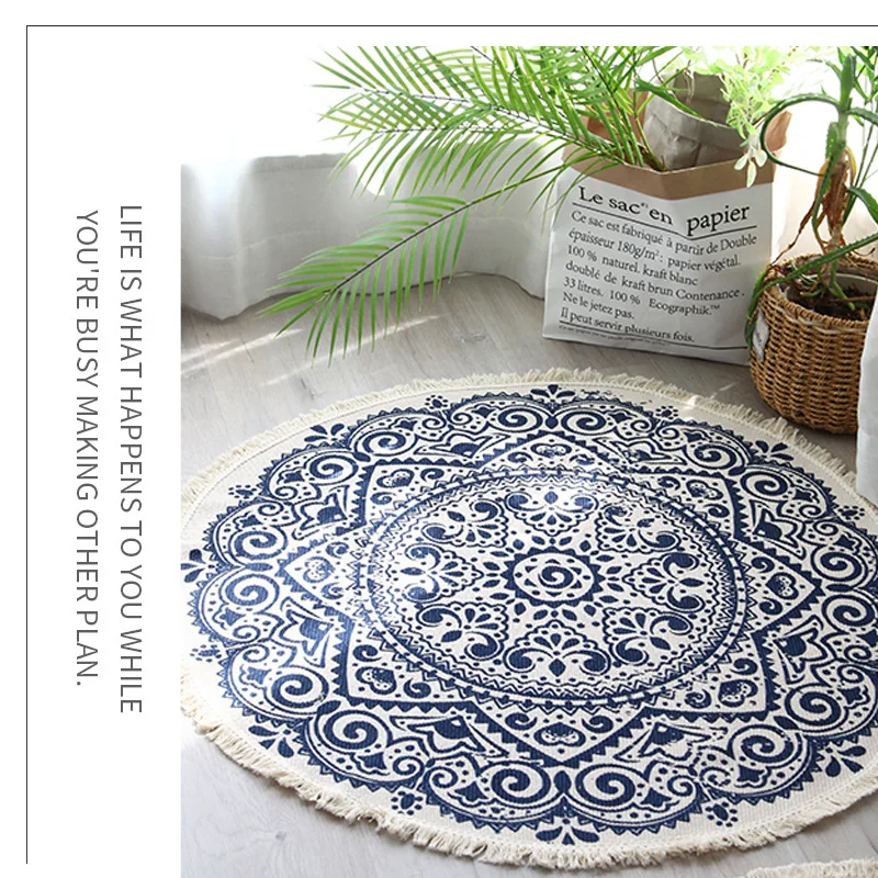 Скандинавский хлопковый льняной минималистичный ретро плед с кисточками