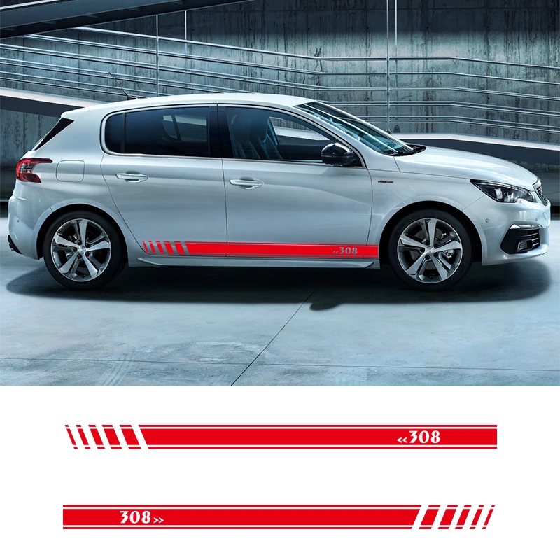 2 шт. автомобильные виниловые боковые полосы наклейки Авто графика для peugeot 308 |