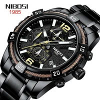 nibosi luxury men calendar military big dial waterproof sport chronograph mens watches top brand quartz watchrelogio masculino