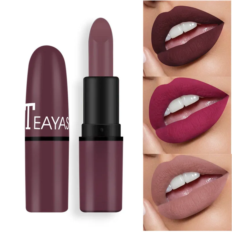 

12 Color Sexy Red Lips Matte Velvet Lipstick Pencil Cosmetic Long Lasting Lip Tint Pigment Makeup Nude Brown Matte Lip stick