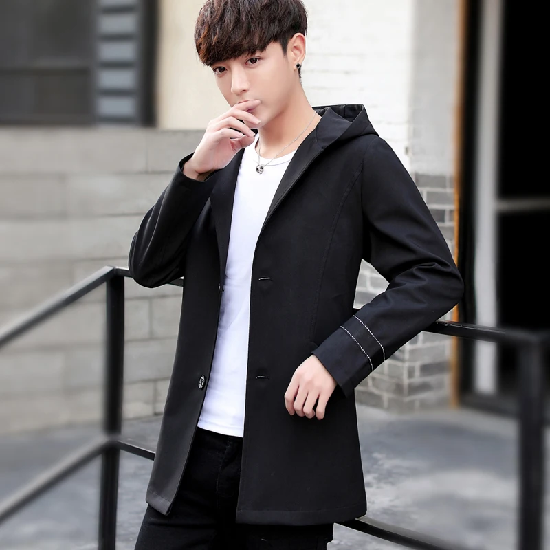

Brand Men Mid-Length Trench Coats 2020 New Men's British Style Fashion Casual Trench Male Simple Trend Wild Trench Coat FH53