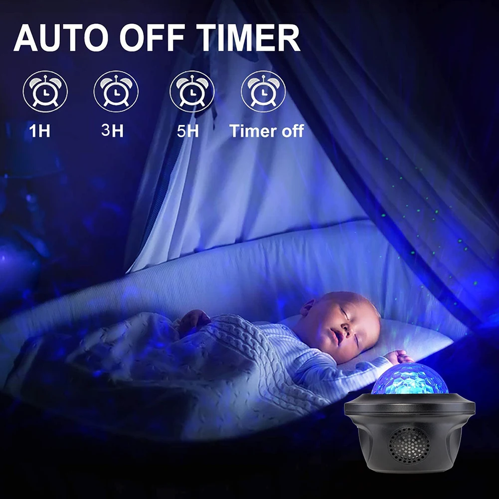 

Ocean Wave With Bluetooth Speaker Party 6W Timer Starry Sky Projector Light USB LED Ceiling Bedroom 360 Degree Rotating