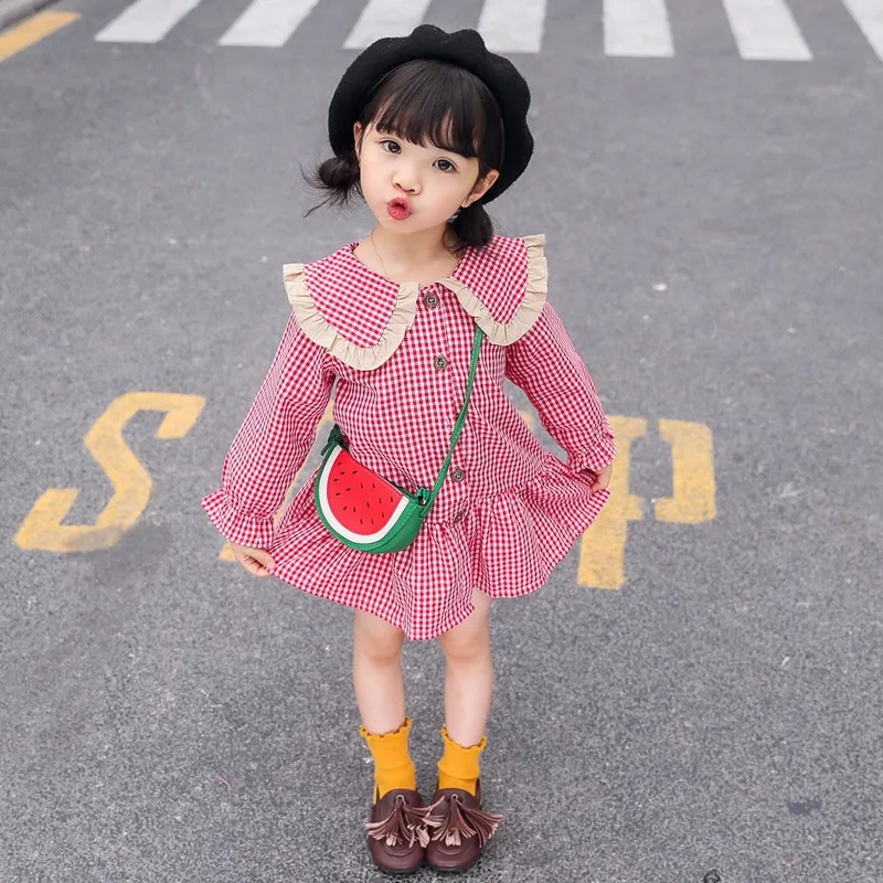 Модное детское осеннее платье с длинными рукавами в Корейском стиле для девочек