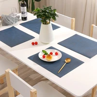 1pc pu leather placemat solid color rectangular heat insulation pad home hotel western waterproof table mat