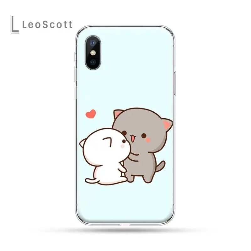 

Peach Cat cute Cartoon high quality Anti-fall Phone Case For iphone 12 5 5s 5c se 6 6s 7 8 plus x xs xr 11 pro max