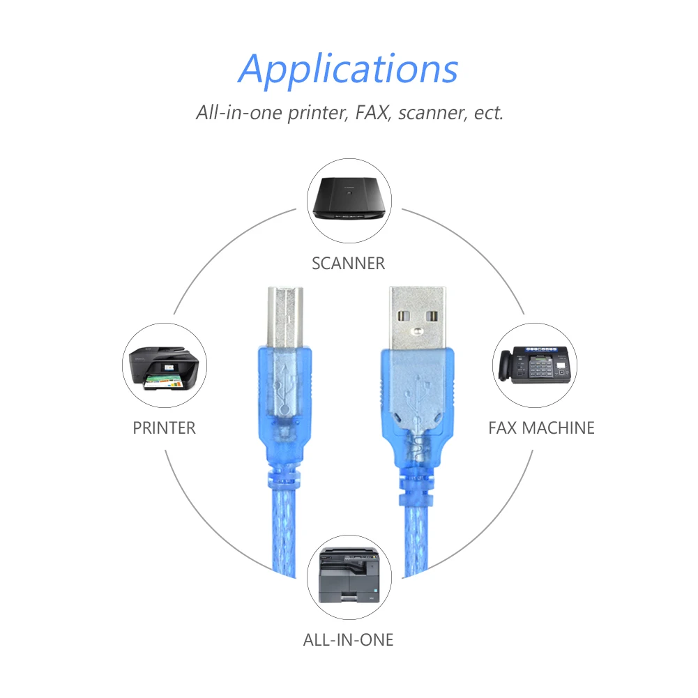1/1.8/3/5/10m синий USB 2 0 принтер кабель типа папа Type B Папа быстрая скорость для Epson Для HP