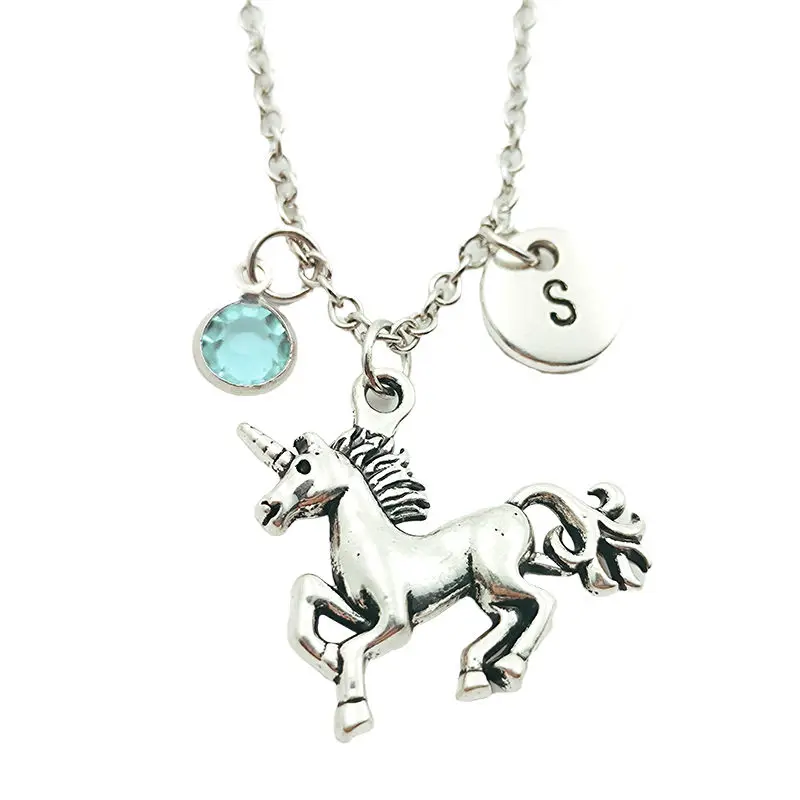 Ожерелье женское с камнем талисманом фантазия единорогом креативная