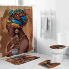 Африканская американская Женская занавеска для душа, занавеска для ванной комнаты, комплект с Африканской бабочкой, Противоскользящие коврики, крышка для унитаза